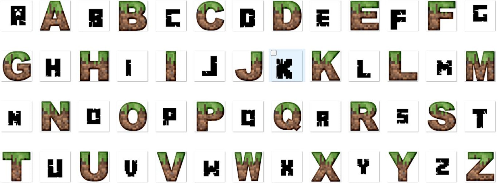 Mine Font, Video Game PNG Alphabet for Mine Shirt Cake Topper, Birthday ...