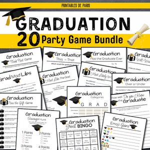 Printable Graduation Party Games with Answer Sheets, 2024 Graduation Party Game Bundle, Printable Graduation Game Bundle image 1