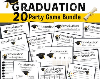 Printable Graduation Party Games with Answer Sheets, 2024 Graduation Party Game Bundle, Printable Graduation Game Bundle