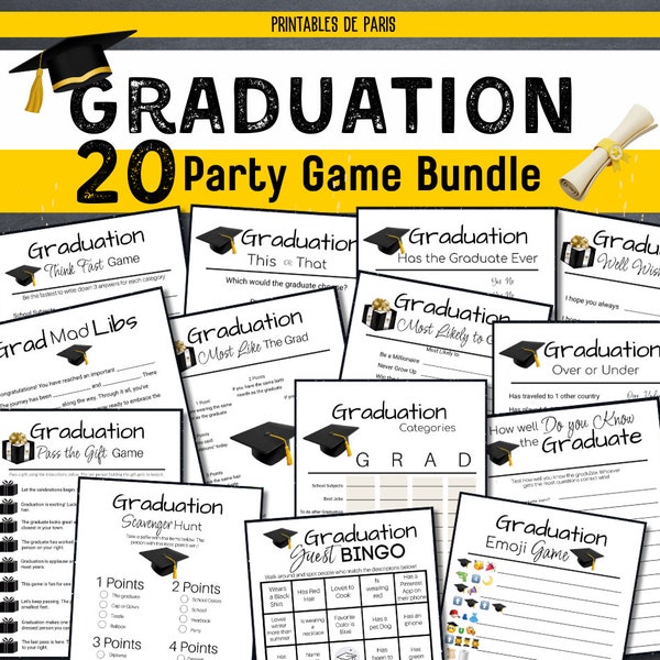 Printable Graduation Party Games with Answer Sheets, 2024 Graduation Party Game Bundle, Printable Graduation Game Bundle