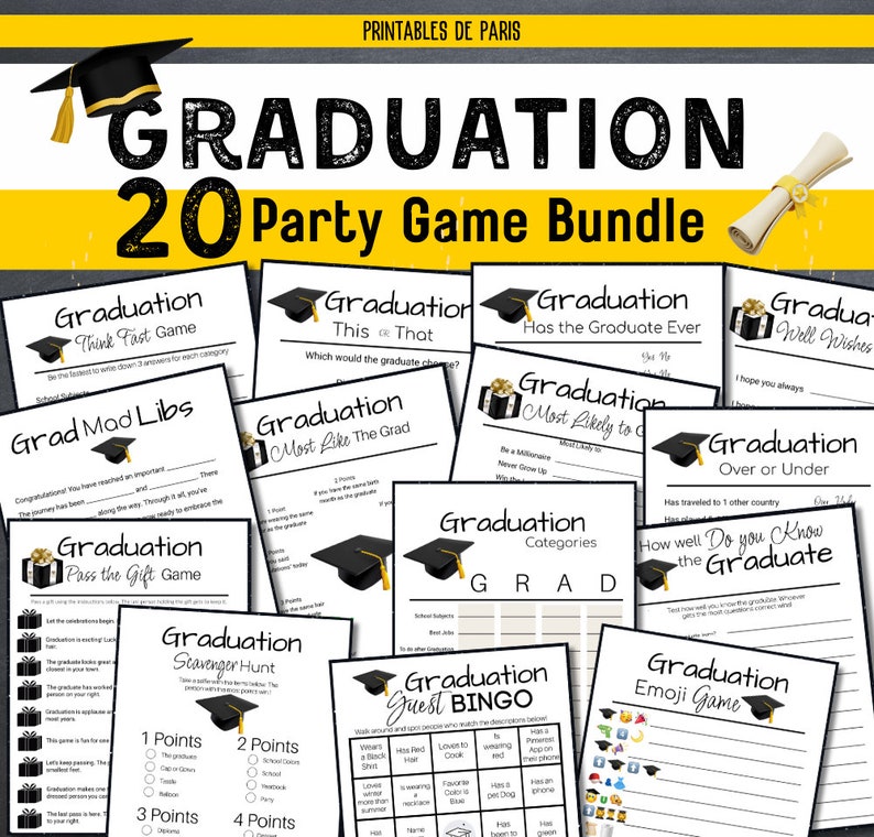 Printable Graduation Party Games with Answer Sheets, 2024 Graduation Party Game Bundle, Printable Graduation Game Bundle image 1