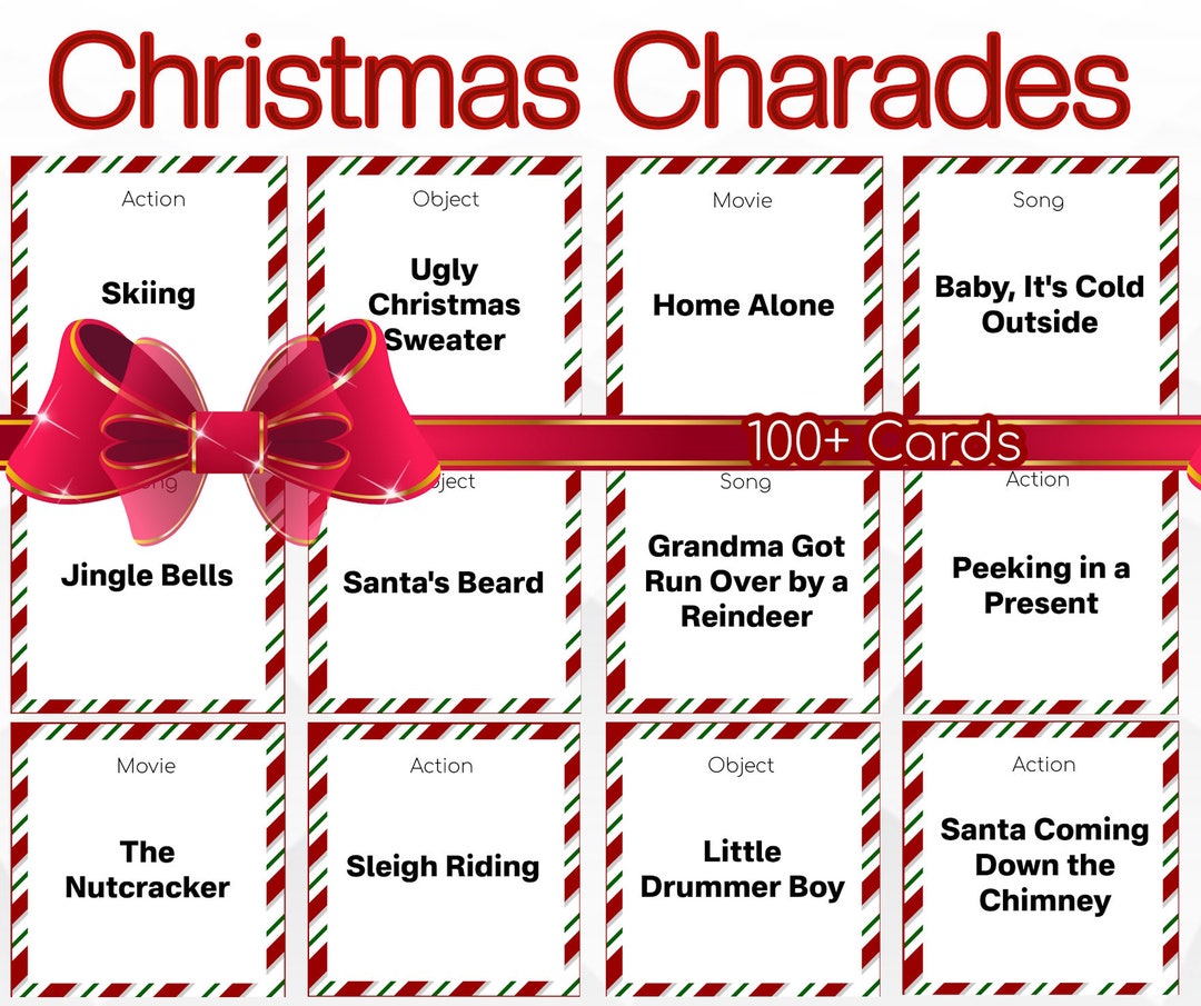 Christmas Charades Christmas Printable Game Christmas Party Etsy