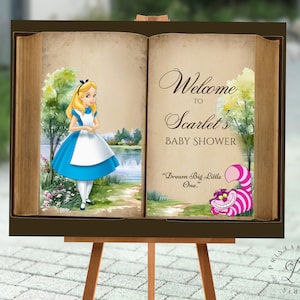 Alice in Wonderland Baby Shower Sign, Alice in Wonderland Baby Shower, Alice in Wonderland Welcome Sign Baby Shower Digital, Editable sign