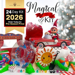 24 Day Elf Kit, Christmas Elf Activities Kit, Elf props, Magical Scenes for kids & elves, Pre-planned Elf Ideas, personalized letters