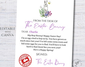 Editable Easter Bunny Letter, Official Easter Bunny Printable Letter, Easter Letter, Personalized Easter Bunny Letter Cards, Easy Edit