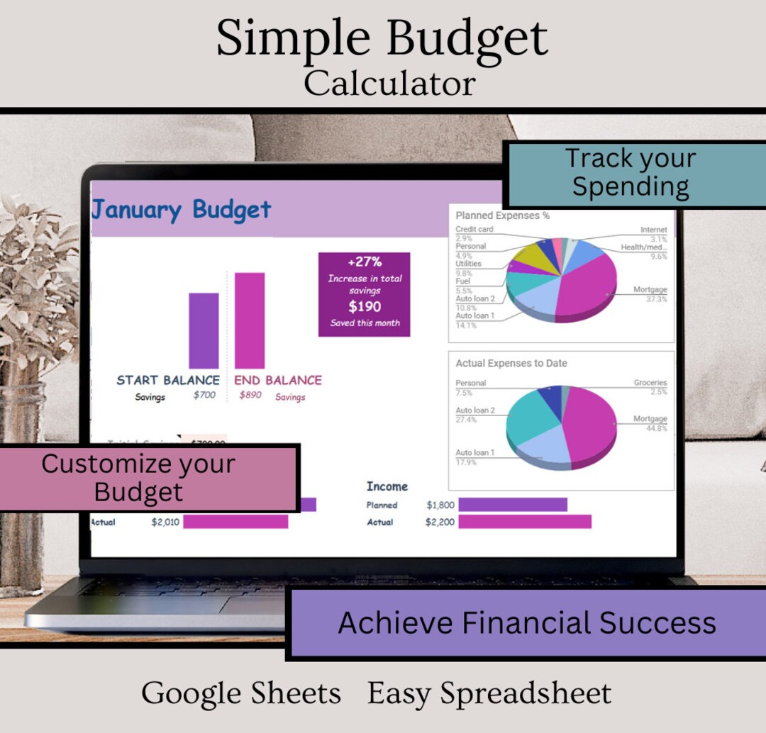 Simple Budget Planner for Google Sheets, Monthly Budget Spreadsheet ...