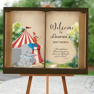 Dumbo Baby Shower Sign, Dumbo Baby Shower, Dumbo Welcome Sign Baby Shower Digital File, Editable Circus Dumbo sign, Circus Baby Shower
