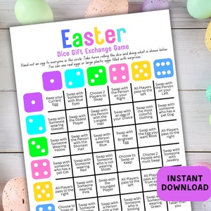 Easter Dice Game, Easter Egg Dice Printable Game, Easter Party Classroom Game, Easter Egg Pass, Easter Game Instant Download