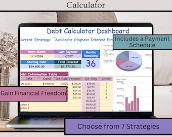 Debt Snowball Avalanche Calculator Spreadsheet Google Sheets, Debt Payment Tracker, Debt Payoff Tracker, Debt Payoff Calculator Planner