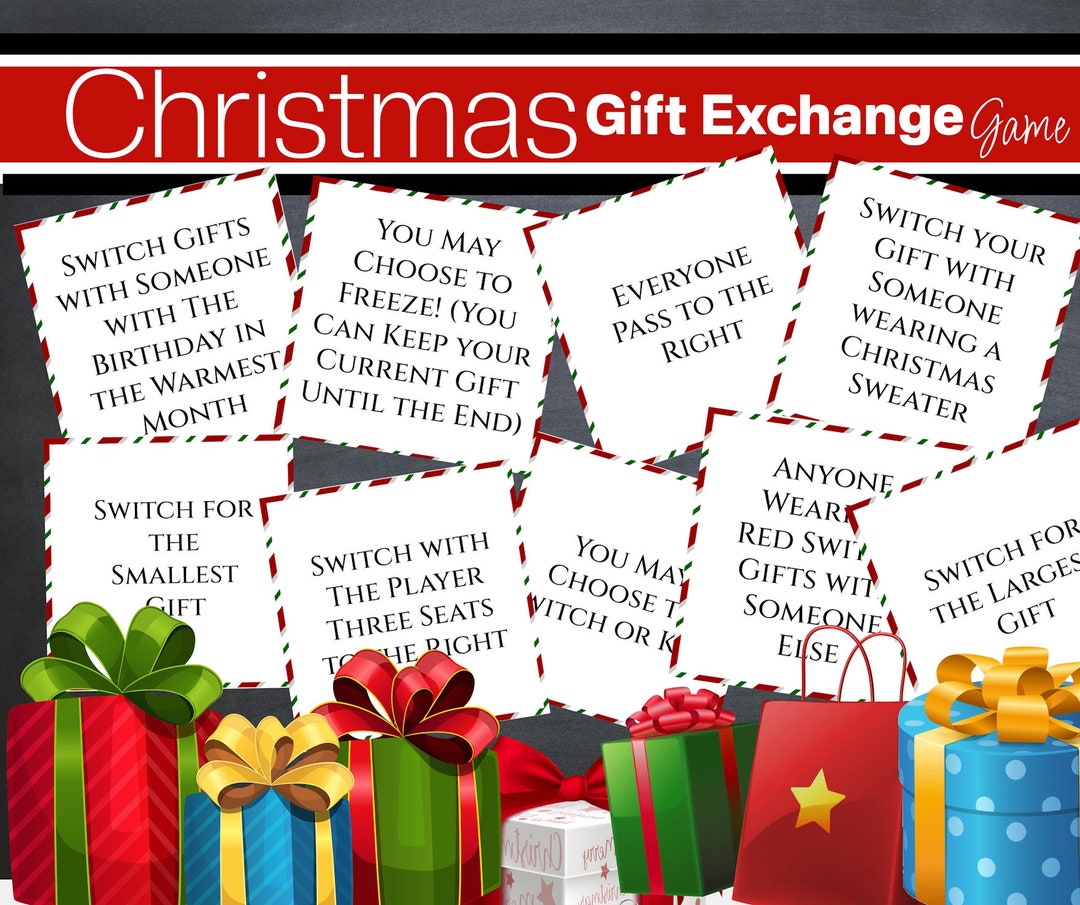 Christmas Gift Exchange Game Christmas Printable Game White Etsy