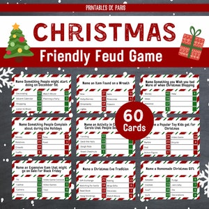 Christmas Friendly Feud Game, Christmas Party Game, Printable Game Adults Teens Family, Christmas Trivia for Holiday Party
