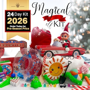 24 Day Elf Kit, Christmas Elf Activities Kit, Elf props, Magical Scenes for kids & elves, Pre-planned Elf Ideas, personalized letters