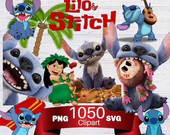 Lilo and Stitch Clipart Bundle, Stitch Movie PNG, Stitch SVG Instant Digital Download, Stitch  png for shirt, cake topper, birthday