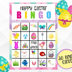 Ostern Bingo, Ostern Bingokarten, Ostern Party Klassenzimmer Spiel, 30 Einzigartige Bingokarten Sofort Download