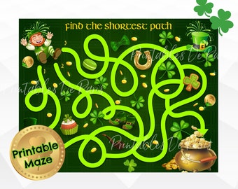 St Patrick's Day Game, St Patricks Printable Game, St Patrick's Maze, St Patty's Day Classroom Game, Printable Maze for Kids