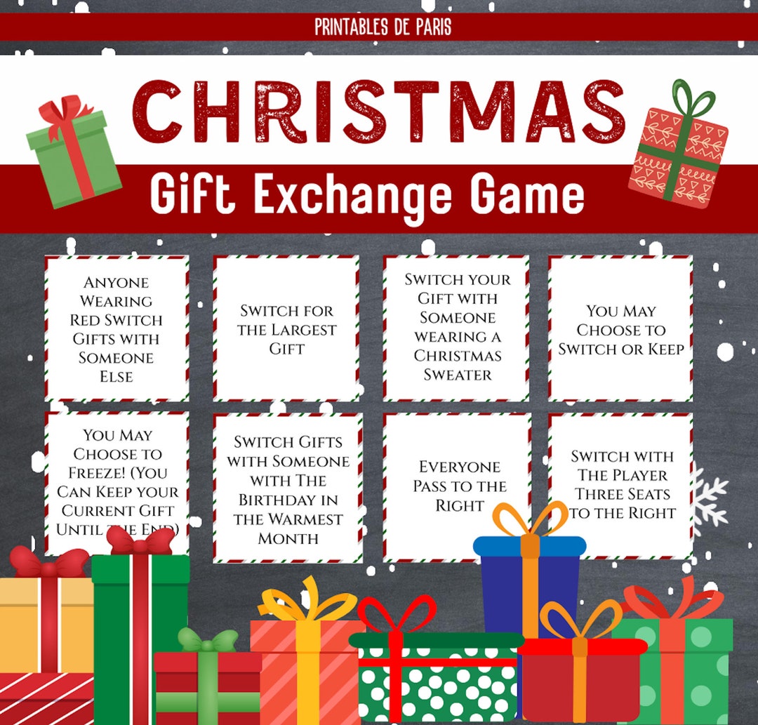 Christmas Gift Exchange Game, Christmas Printable Game, White Elephant