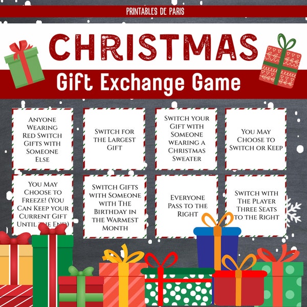 Christmas Gift Exchange Game, Christmas Printable Game, White Elephant Gift Game, Christmas Party Game, Christmas Gift Game, Christmas Game