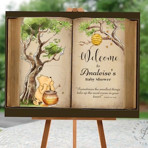 Classic Winnie the Pooh Welcome Sign, Winnie the Pooh Baby Shower, Welcome Sign Baby Shower Digital File, Editable Winnie the Pooh sign