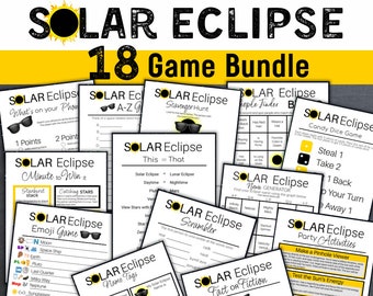 Jeux imprimables sur l'éclipse de soleil avec feuilles de réponses, lot de jeux de société éclipse de soleil, lot d'idées d'éclipse pour l'école à la maison, enfants