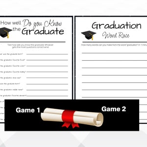 Printable Graduation Party Games with Answer Sheets, 2024 Graduation Party Game Bundle, Printable Graduation Game Bundle image 2