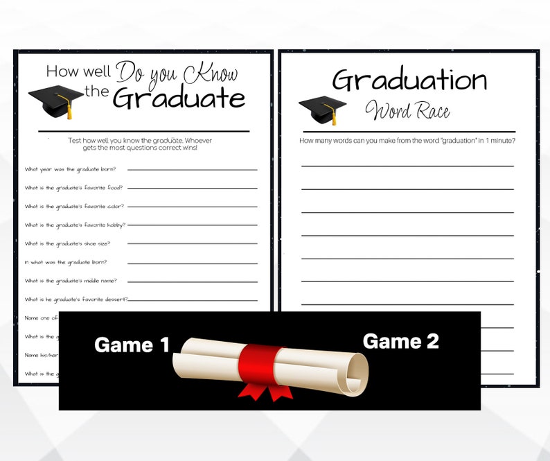 Printable Graduation Party Games with Answer Sheets, 2024 Graduation Party Game Bundle, Printable Graduation Game Bundle image 2