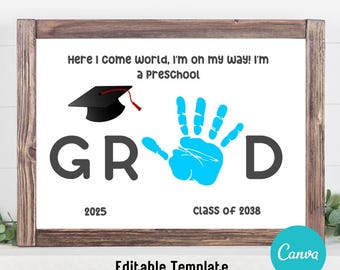 Preschool Graduation Handprint Template, 2025 Preschool Graduation Craft, Printable Kids Handprint Sheet