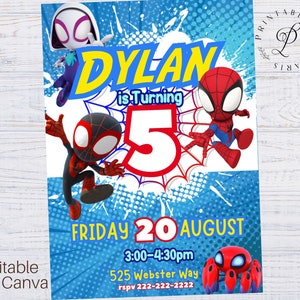 Spidey Birthday Invitation, Spidey and his Amazing Friends Birthday Invite, Superhero Birthday Invitation, Editable Spidey Invitation