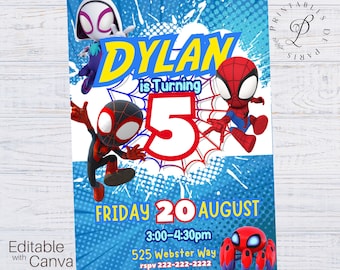 Spidey Birthday Invitation, Spidey and his Amazing Friends Birthday Invite, Superhero Birthday Invitation, Editable Spidey Invitation