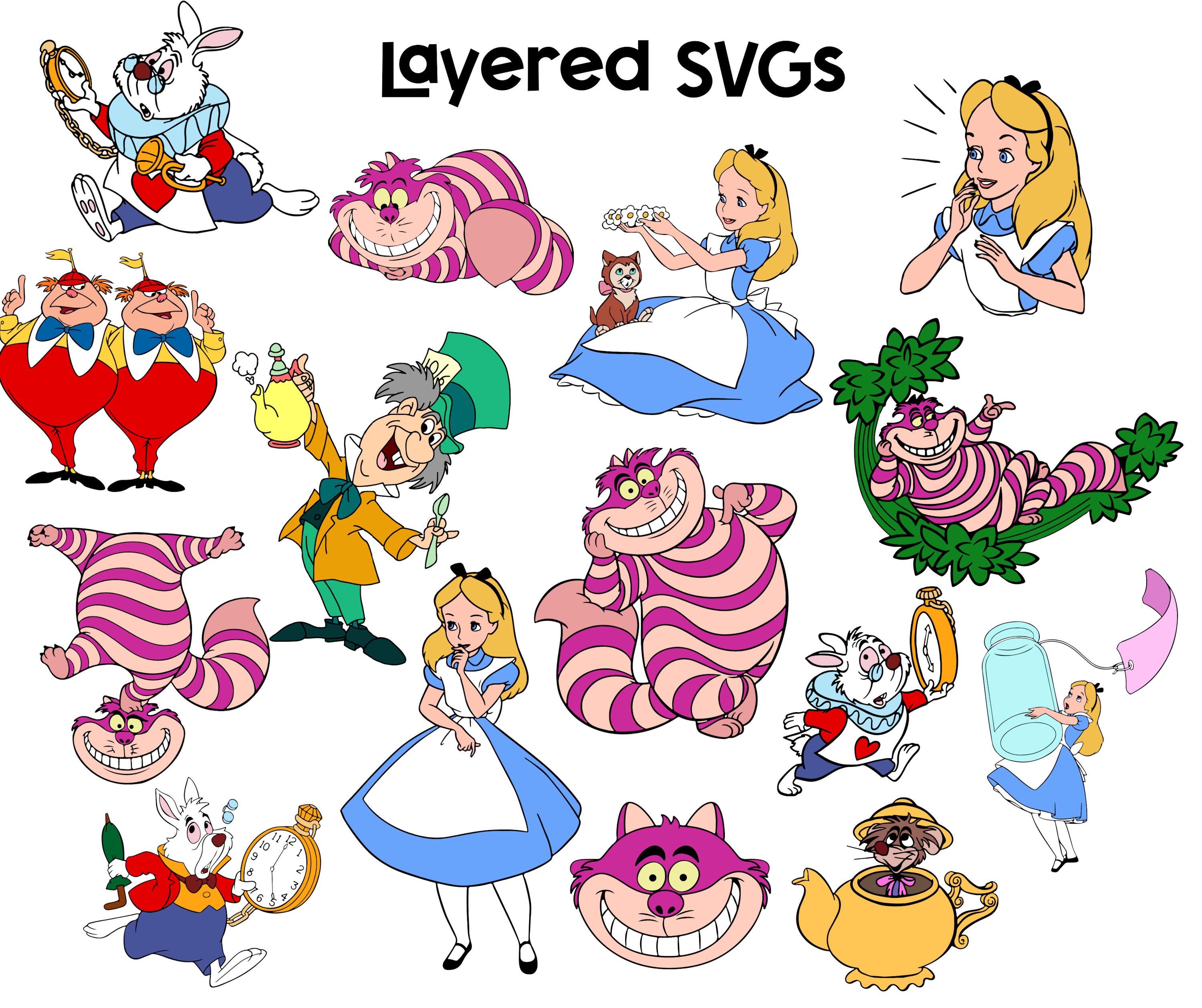 Alice in Wonderland PNG SVG Bundle With Papers and Alphabet, Alice in ...