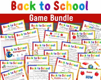 Printable Back to School Games, First Day of School Game Bundle, Classroom Ice Breaker Games, Elementary School Games, Junior High Games
