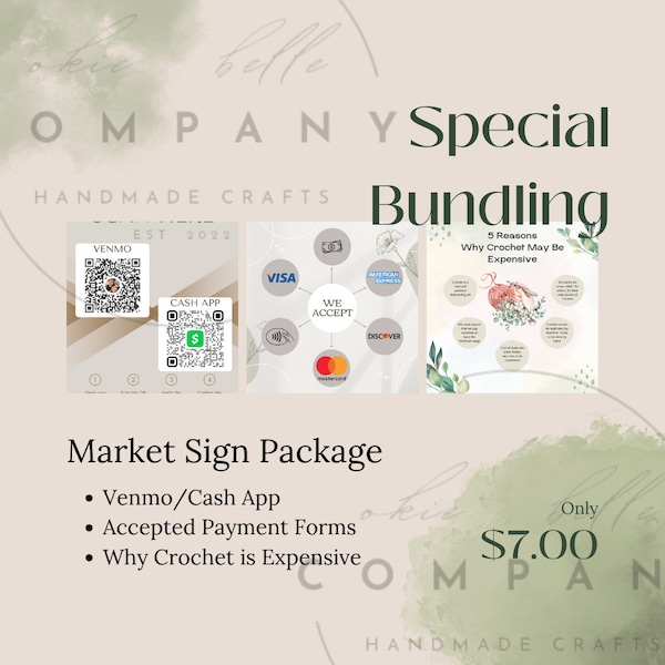 Market Sign Bundle - Digital Download, Printable Sign for Markets & Crochet Businesses