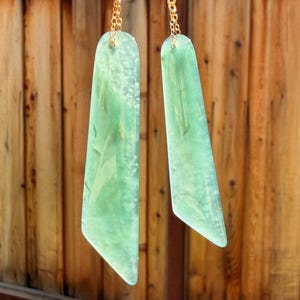 Deep Sea Green Jade Dangle Earrings: Type A Guatemalan Jadeite on 14K Gold Filled