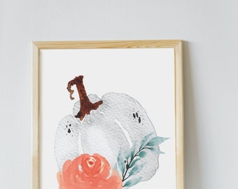 Botanical Pumpkin Fall Art Print: Minimalist Home Decor (PDF)