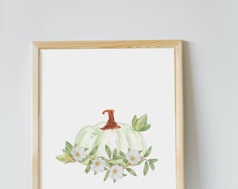 Botanical Pumpkin Fall Art Print: Minimalist Home Decor (PDF)