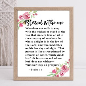 Psalm 1 Digital Print | Bible Verse Wall Art | Printable Wall Art | Scripture Art | High Resolution | Watercolor Floral