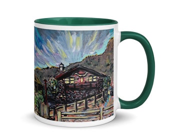 Mug with Color Inside - A Home in Oatman right on Route 66, Mohave Desert lovers Rt 66 driving Desert dwelling donkey people