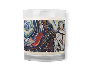 Glass jar soy wax candle - "Bird Spirit Stands Witness" fantasy lovers, a little prophecy, mystical magical information download