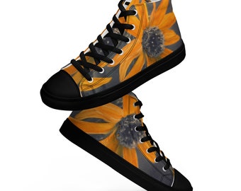 Women’s high top canvas shoes i Alpine Sunflowers turn their heads to follow the sunshine on the mountain side on a Colorado hike