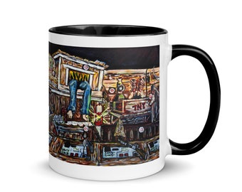 Mug with Color Inside - Shooting Gallery a cornucopia of targets and distractions on Route 66 in Oatman Arizona