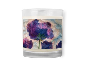 Glass jar soy wax candle - Christmas Poppies, Victorious Poppies, Vintage Poppy, Art photography
