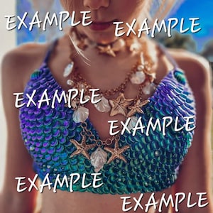 Custom Silicone Toddler Mermaid Swim Top For Sizes 5T to 12/14 Youth.