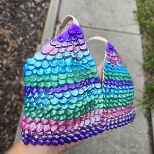 Rainbow Mermaid Silicone Top: Handmade Youth Large Mermaid Bra