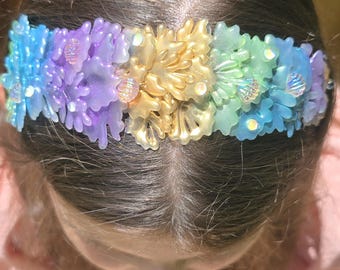 Rainbow Coral Mermaid Accessories Siren Crown Queen Headdress Headband Cosplay Dressup Hair Accessories Hairband