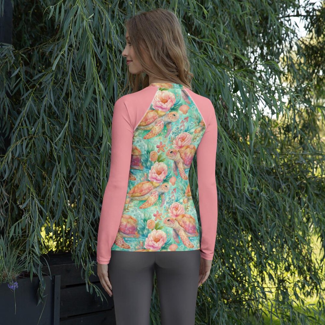 Turtle Rash Guard Sea Turtle Rash Guard: Women's Activewear, Swimmable Gym Clothing - Etsy