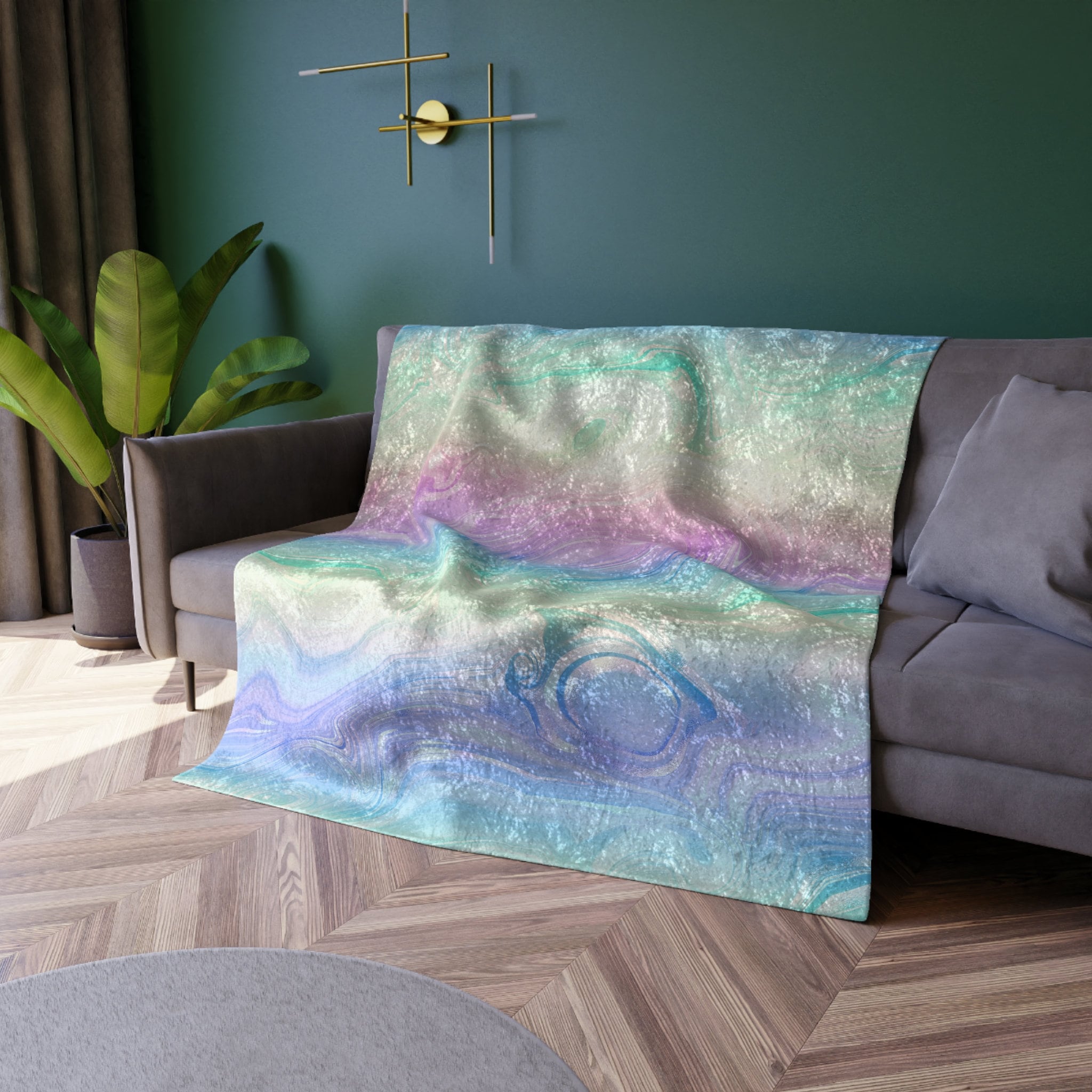 Shiny Iridescent Bubble Crushed Velvet Blanket Iridescent Swirls Shiny