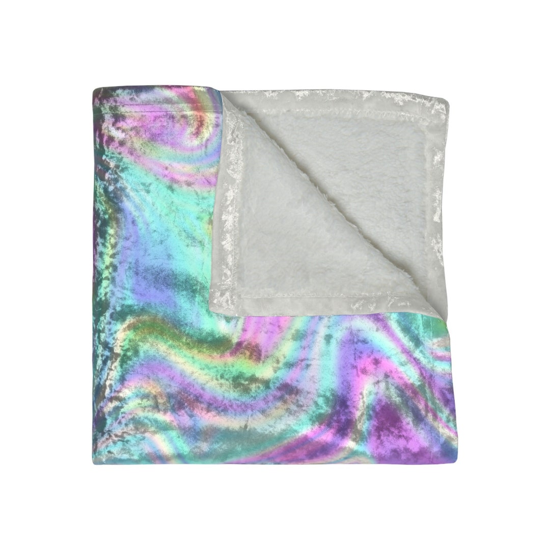 Shiny Crushed Velvet Blanket Iridescent Swirls Shiny Etsy