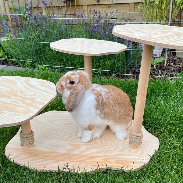 Kletterbaum - Kaninchen Haus Spielzeug Versteck Futter Hase Kleintiere Einrichtung Gehege Tiermöbel Handmade Holz