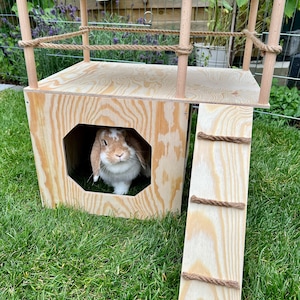 Villa - rabbit house, wooden toy, hiding place | feeding place, enclosure furniture for small animals | handmade decorative furnishings