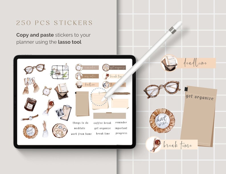 250pcs Work Day Digital Stickers Work Stickers for Goodnotes Etsy