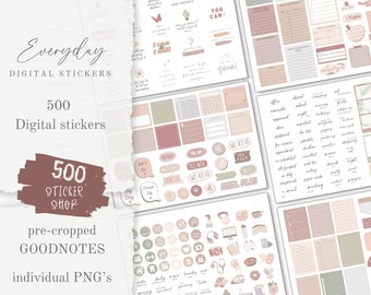 500pcs Everyday Stickers, Everyday Stickers for Goodnotes, Digital Stickers, PNG, Pre-cropped Goodnotes, Planner Stickers,